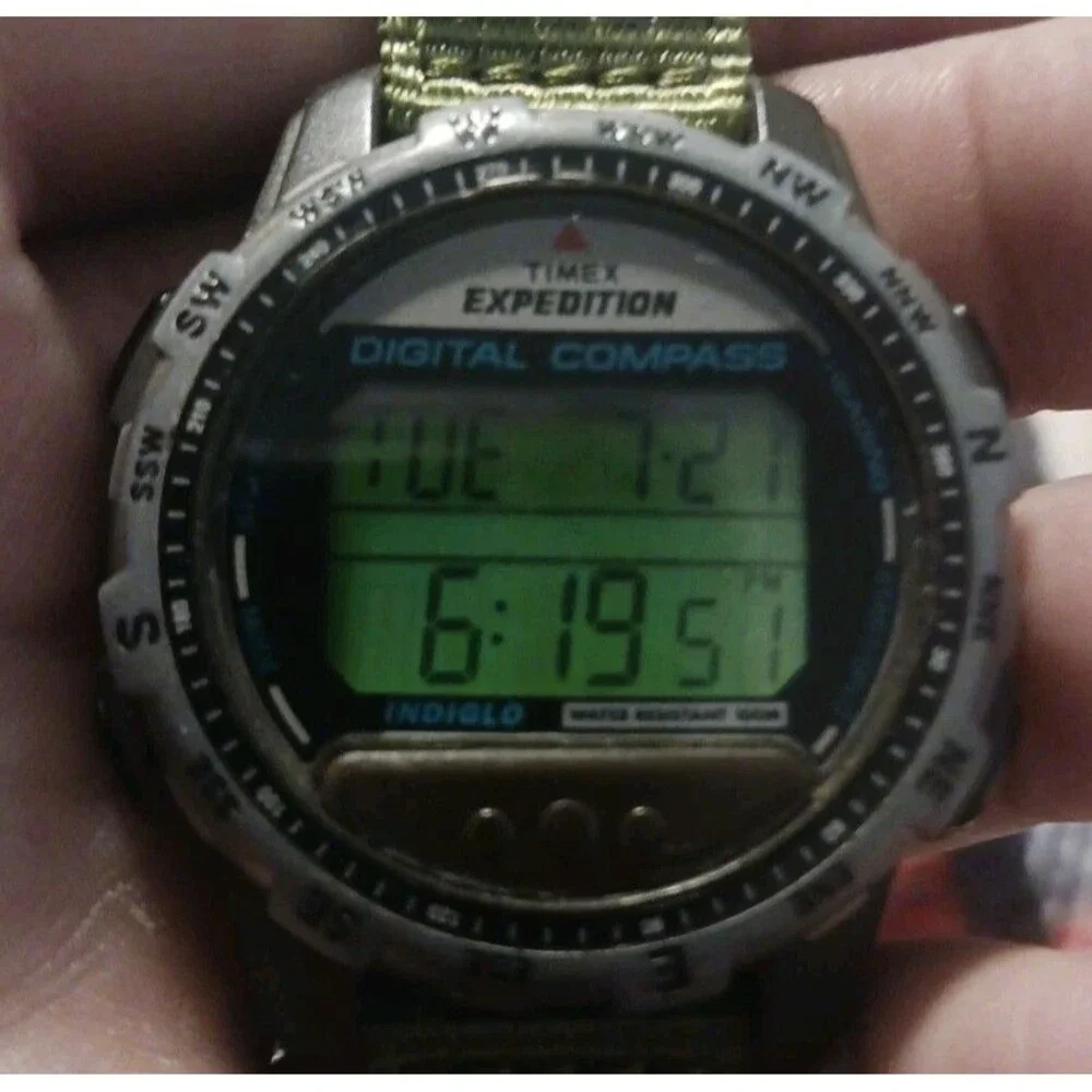 Timex Expedition Digital Compass Indiglo 820 New Band New Battery